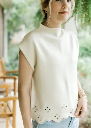 XZ Creamy Eyelet Top