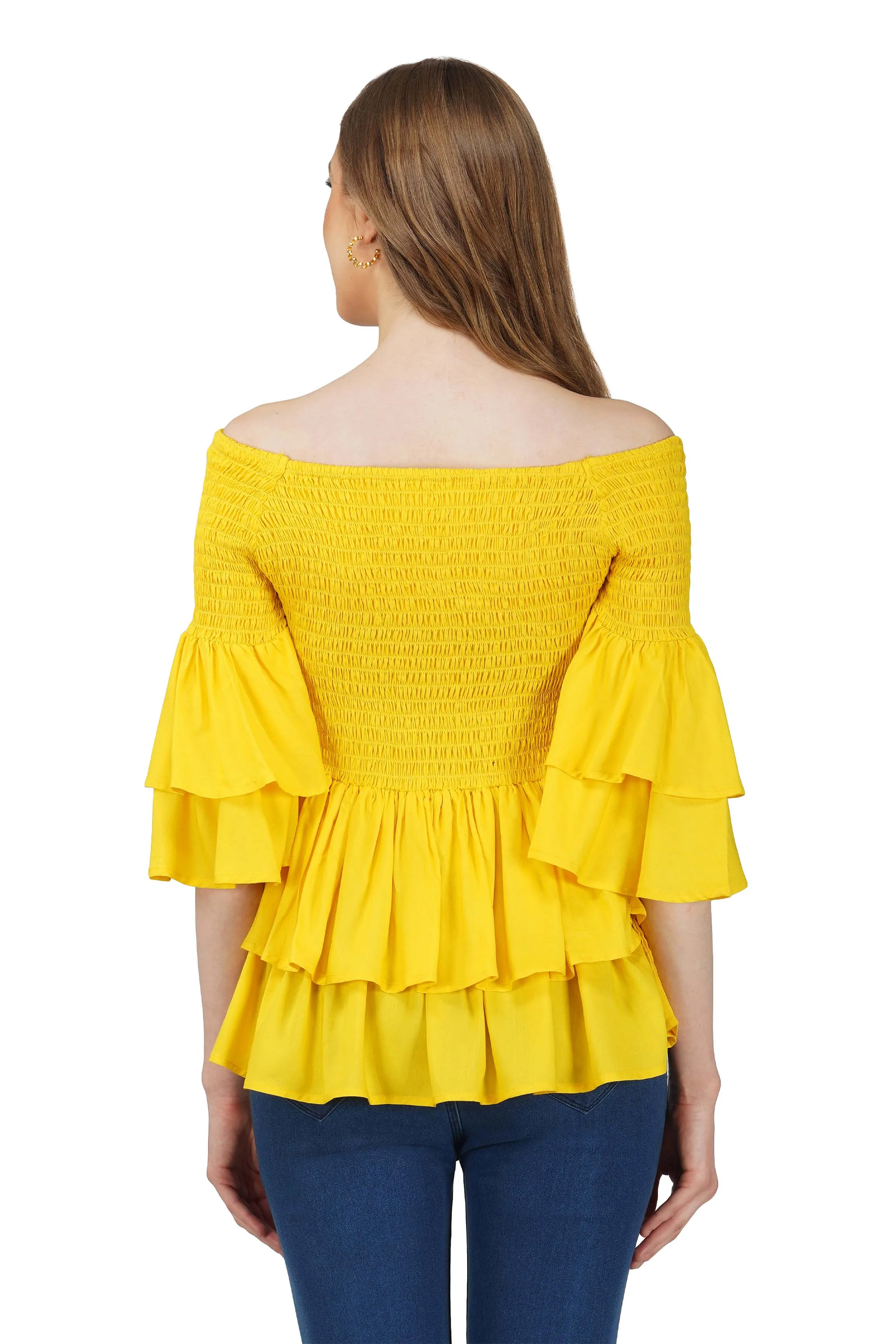 Yellow Double Layer Smocked Top