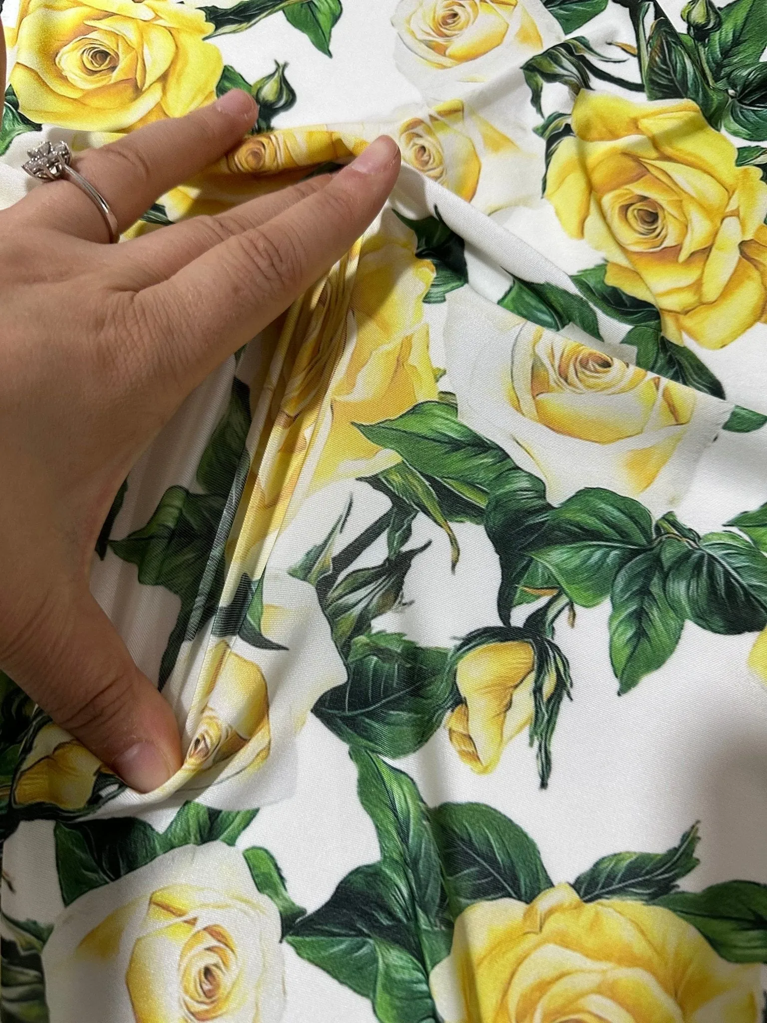 Yellow Floral Rose Pattern Fabric by the Yard - Perfect for Crafts  Home Decor