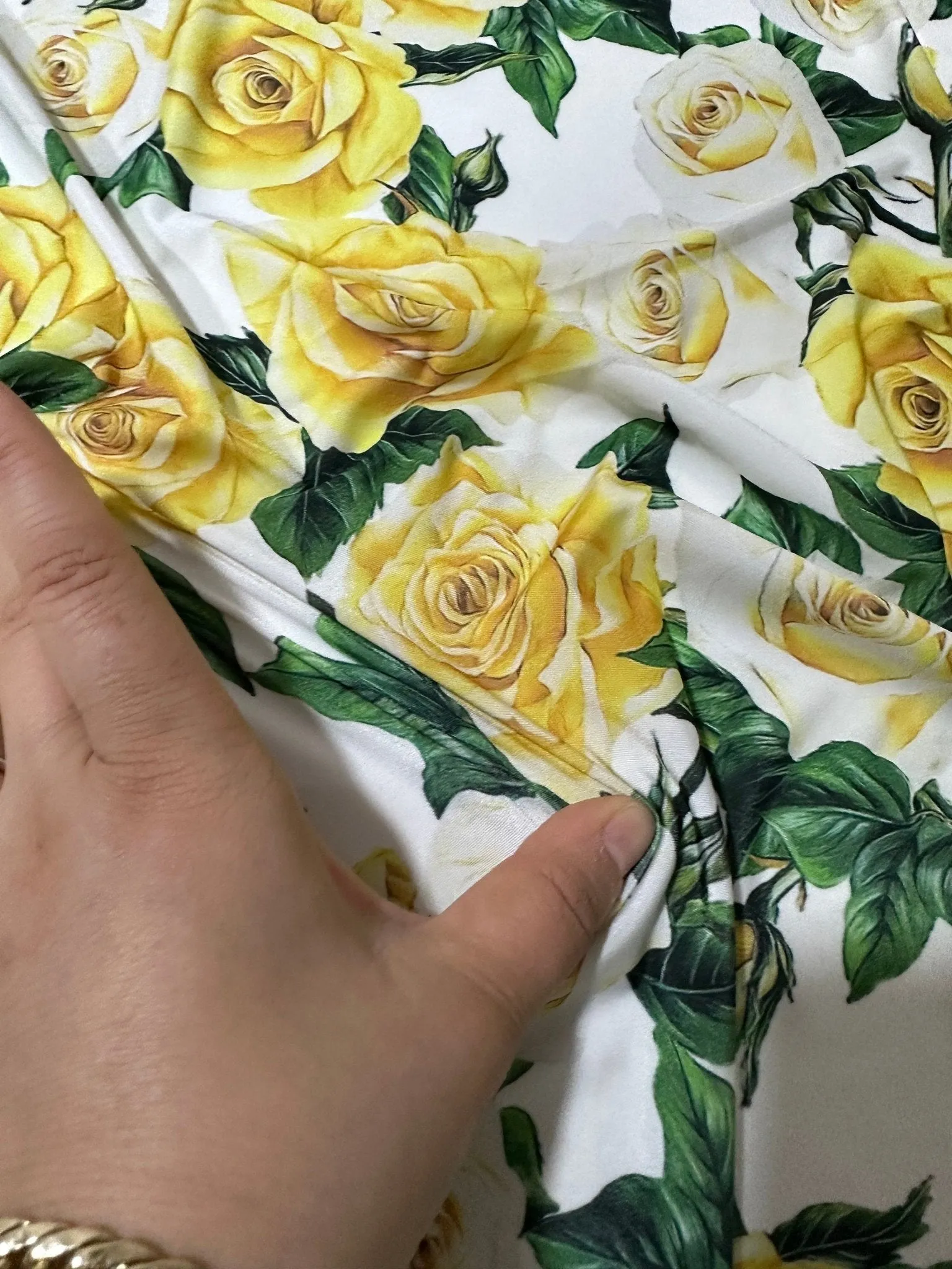 Yellow Floral Rose Pattern Fabric by the Yard - Perfect for Crafts  Home Decor