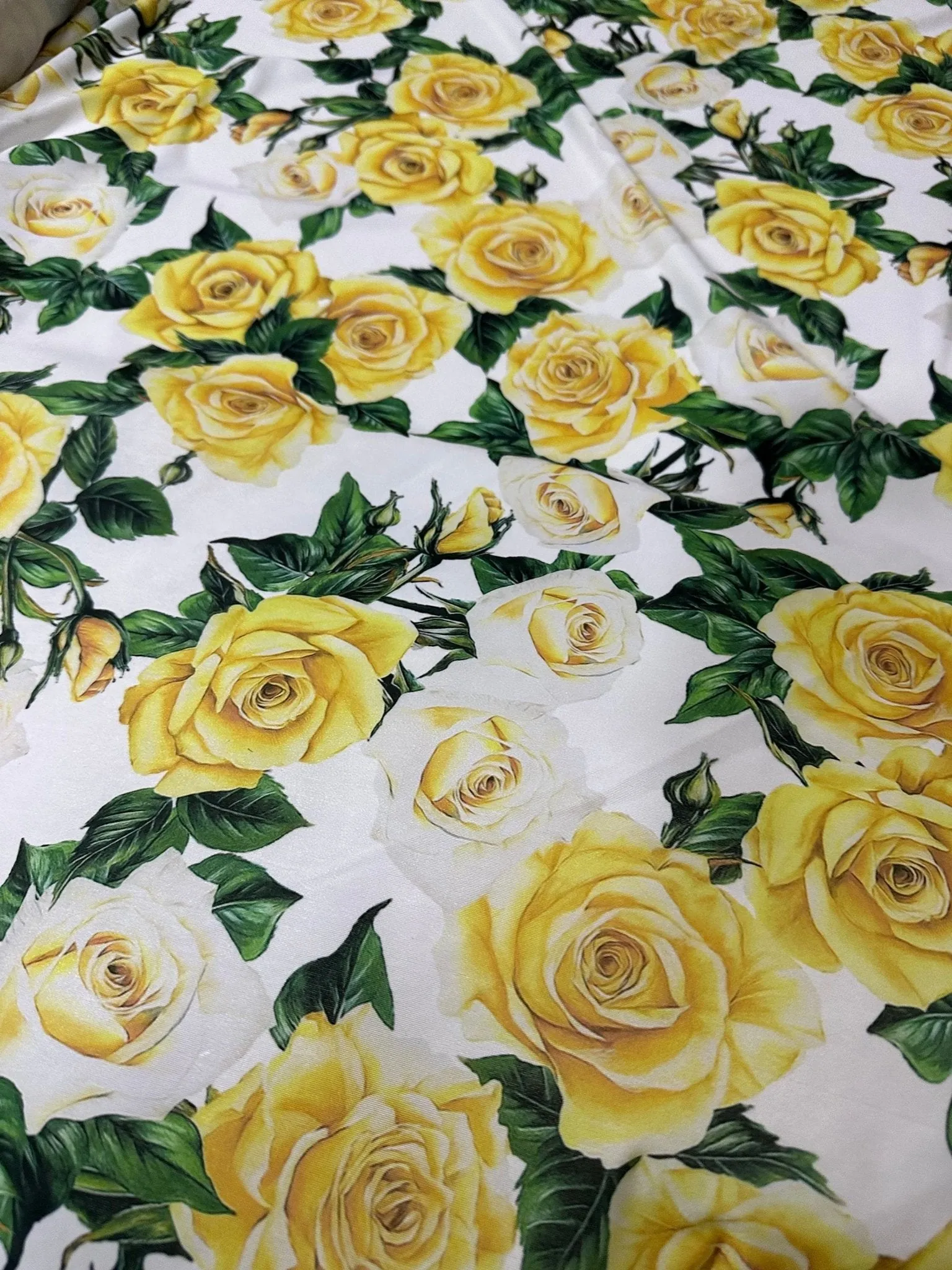 Yellow Floral Rose Pattern Fabric by the Yard - Perfect for Crafts  Home Decor