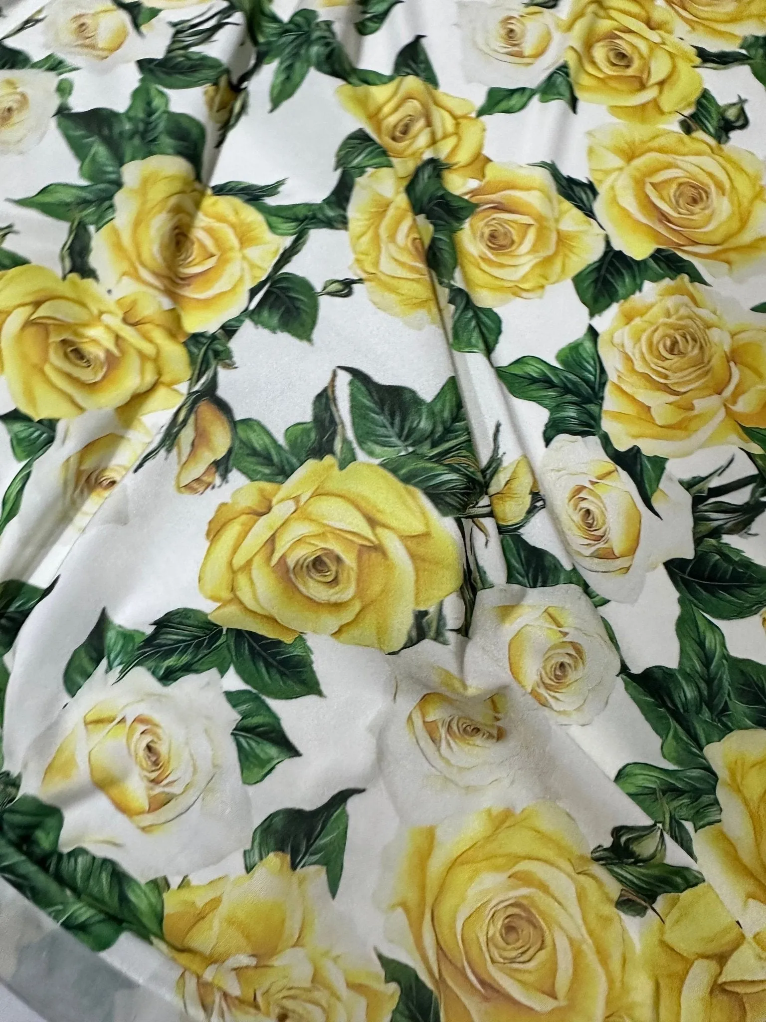 Yellow Floral Rose Pattern Fabric by the Yard - Perfect for Crafts  Home Decor