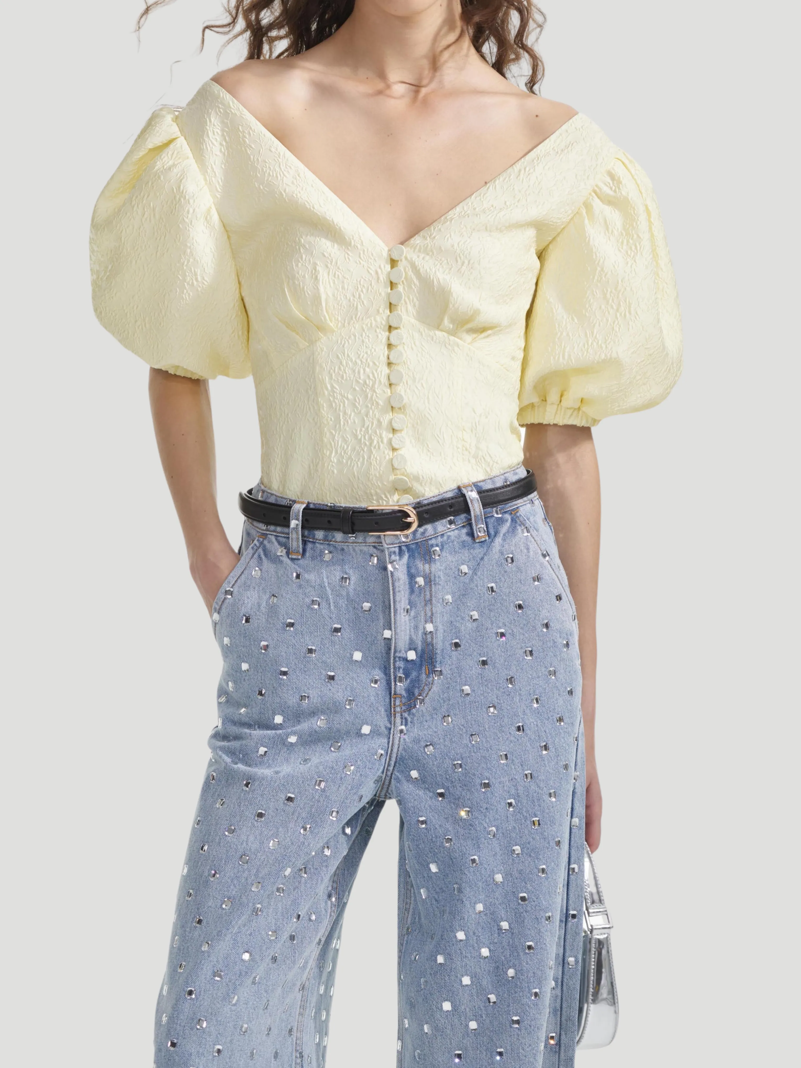Yellow Jacquard Top