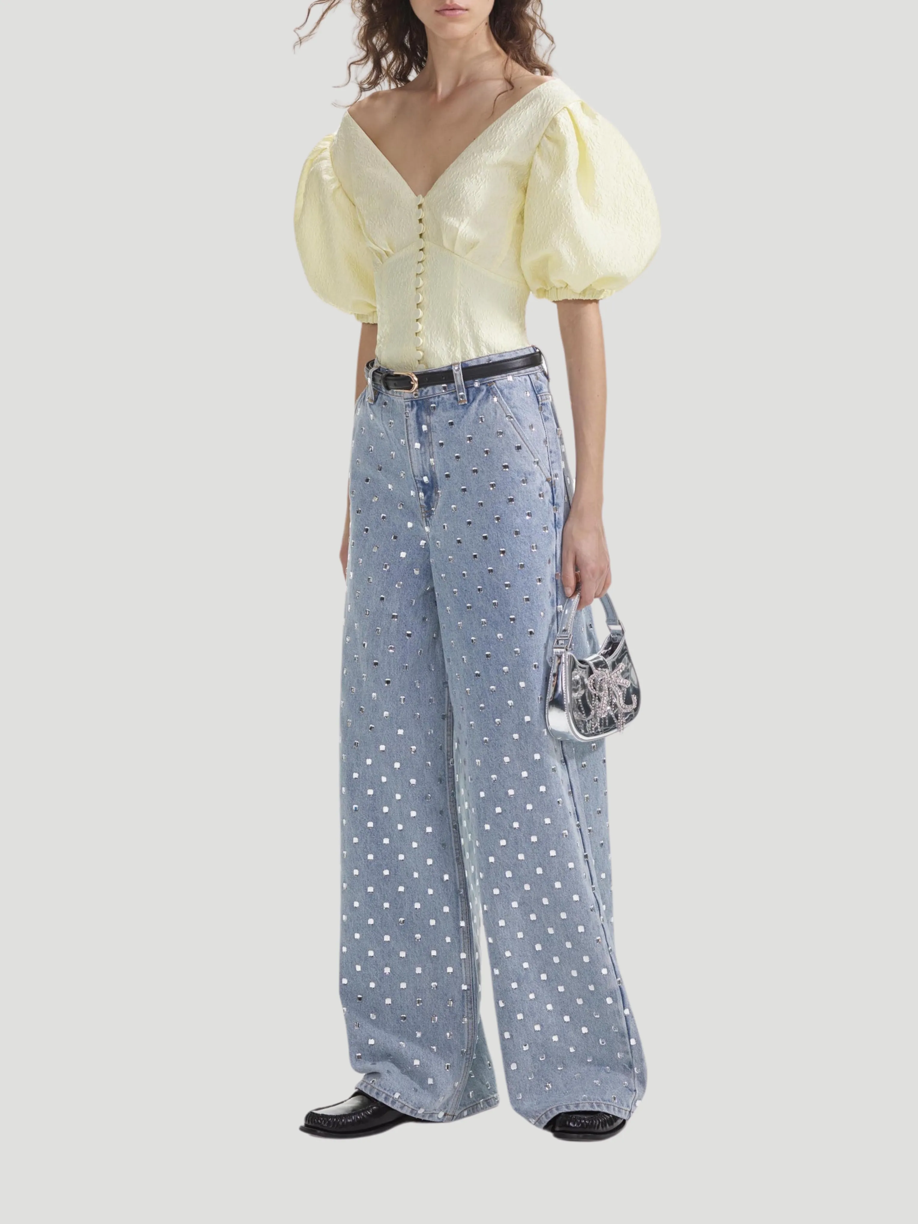 Yellow Jacquard Top