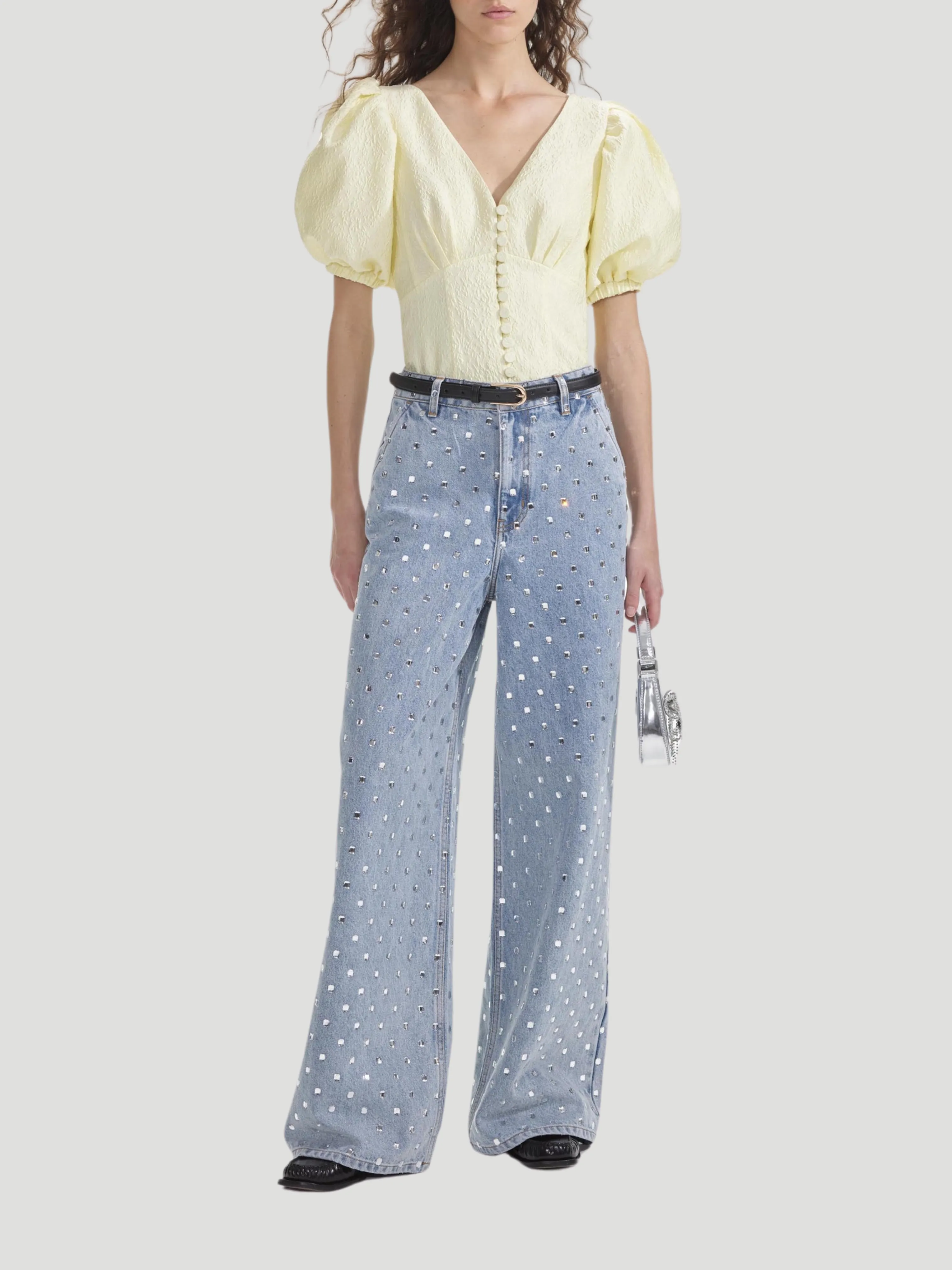 Yellow Jacquard Top