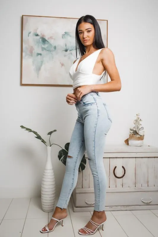 ZAHRA CROP TOP - White