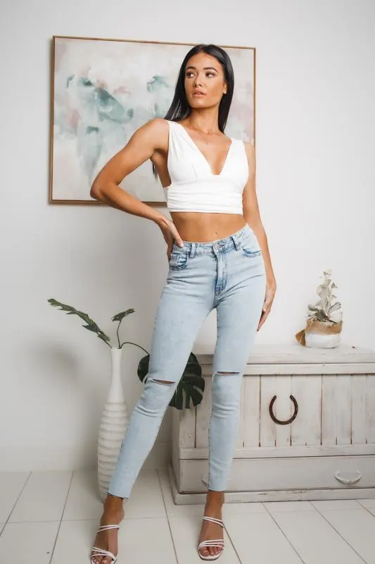 ZAHRA CROP TOP - White