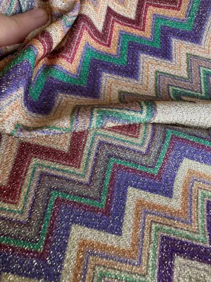 Zigzag Knit Fabric - Lurex 4-Way Stretch
